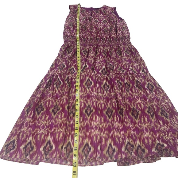 Lauren Ralph Lauren Sleeveless Pink/Tan Aztec Tribal Print Smocked Dress Sz XL - Picture 7 of 11